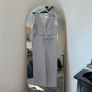 ZARA seersucker striped jumpsuit - SIZE: MEDIUM